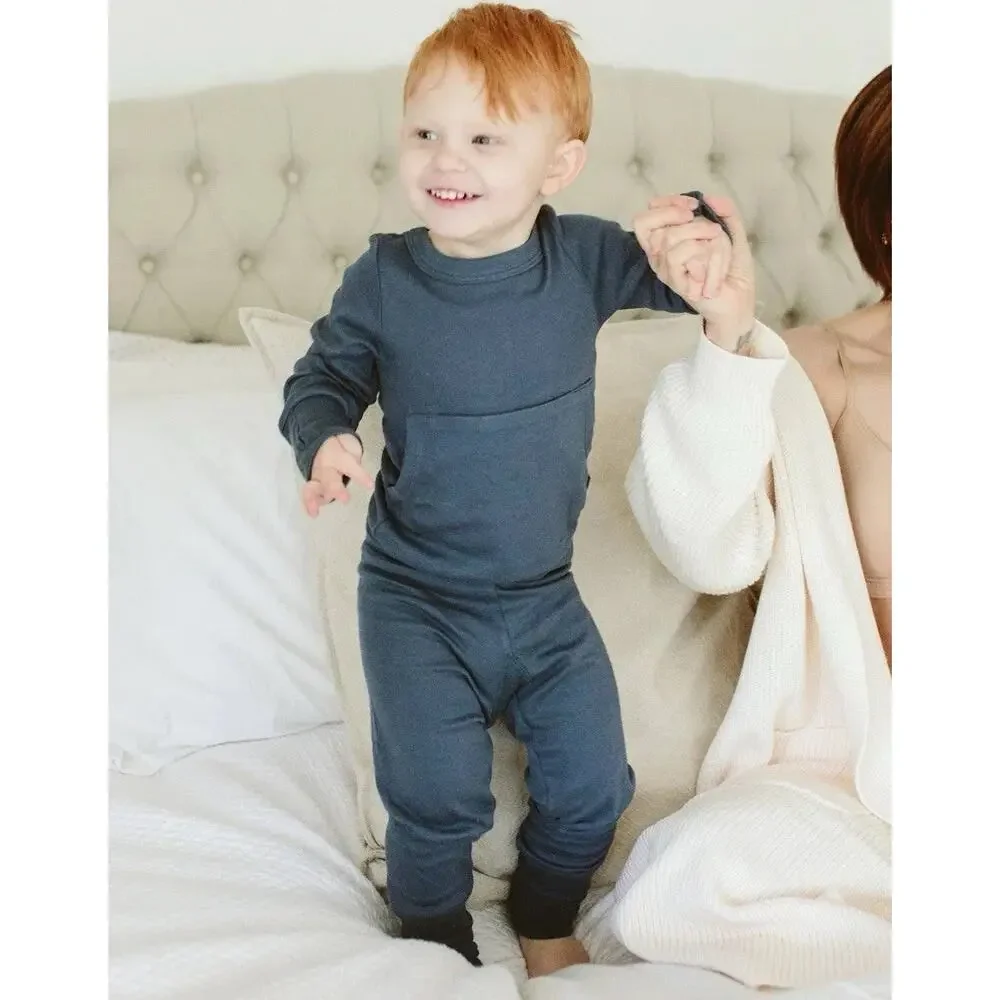 Goumi Kids Bamboo All Day Jogger Set Loungewear‎ Pajamas Long Sleeve Blue 4T